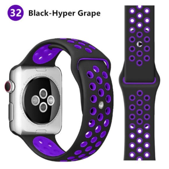 NEW[BAND] grape-BK Sport Silicone For Apple Watch - Picture 1 of 3